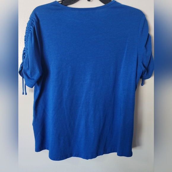 Royal blue top with draw string sleeves - Picture 6 of 6